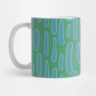 Modern blue stripes on green background Mug